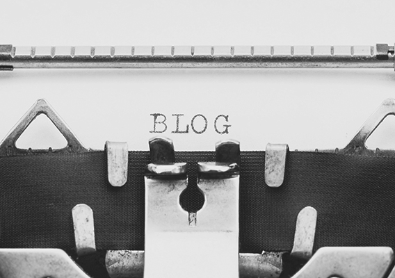 Blog word in capital letters on white sheet